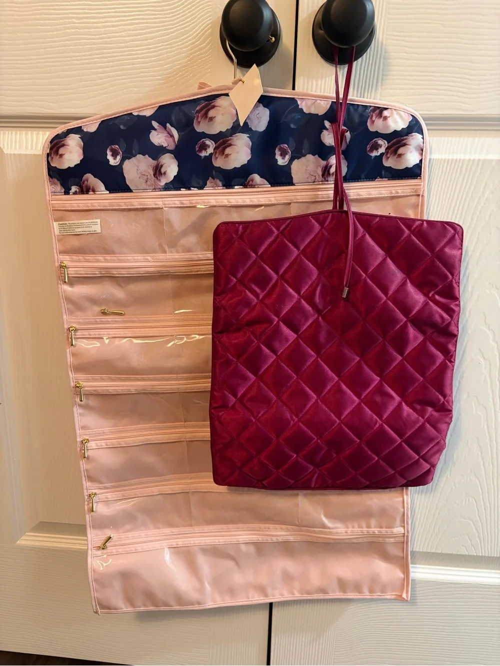 Ellen Tracy Pink & Burgundy Hanging Jewelry Organizers